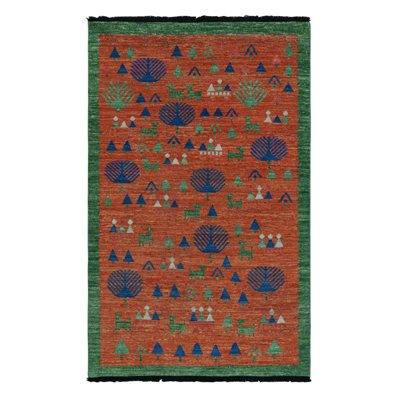 Burano Hand Knotted Wool Animal Print Area Rug, Runner 3' x 8'