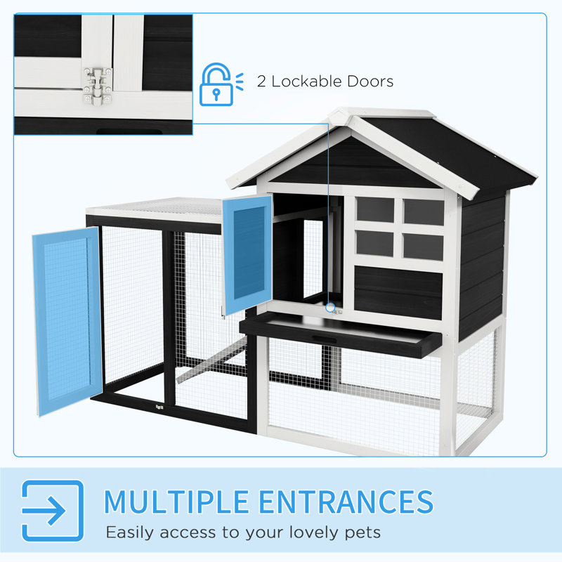 Toit en asphalte imperméable 48 po - Cage en bois gris pour l'intérieur et l'extérieur