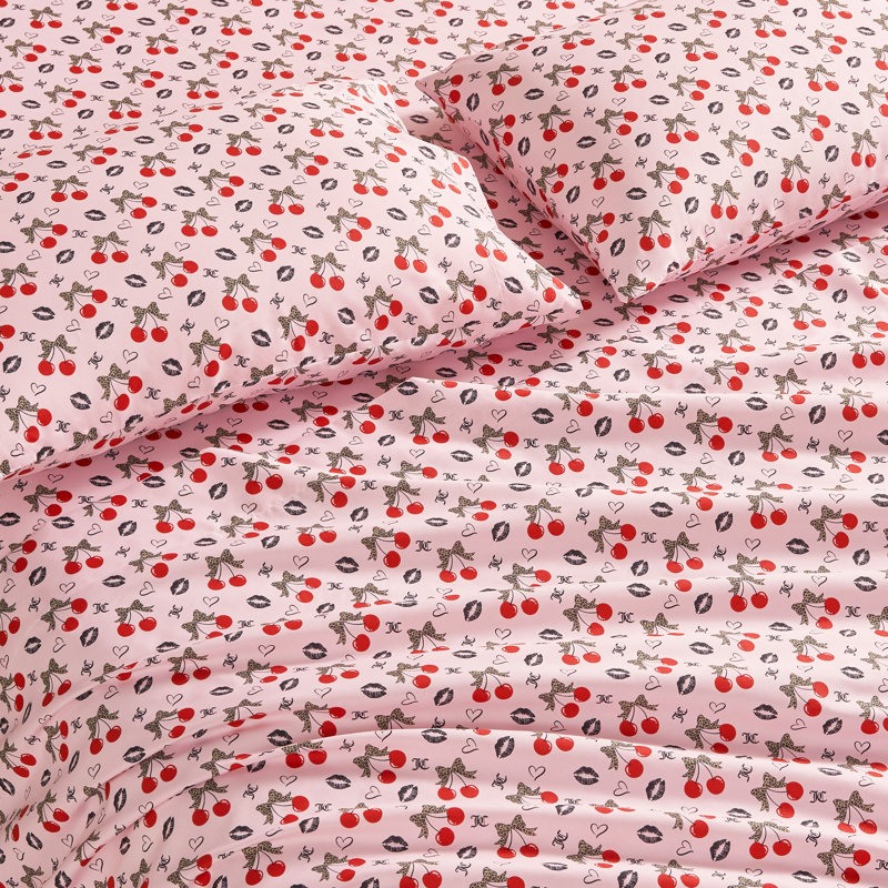 Juicy Couture Printed Microfiber Sheet Set, Rocker Lips, Twin