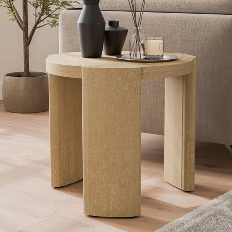 Table de bout en bois avec base en chêne