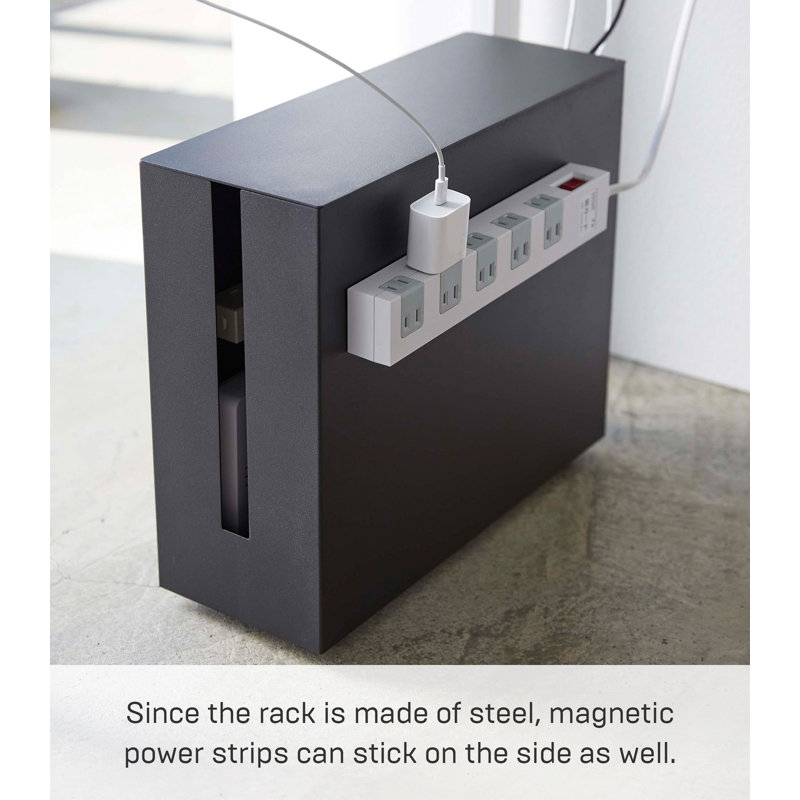 Black Steel Rolling Cable Management Box with Wheels