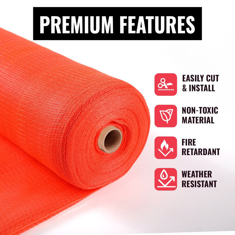 10ft. X ft.150 Heavy Duty Safety Debris Netting Rolls - Fire Retardant,1/4” Mesh roll., 100" H x 6.5" W x 0.0625" D