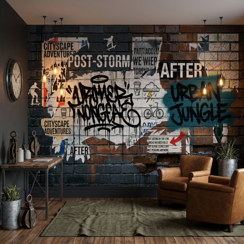 Affiches de papier peint graffiti, 100 po x 96 po, Non tissé