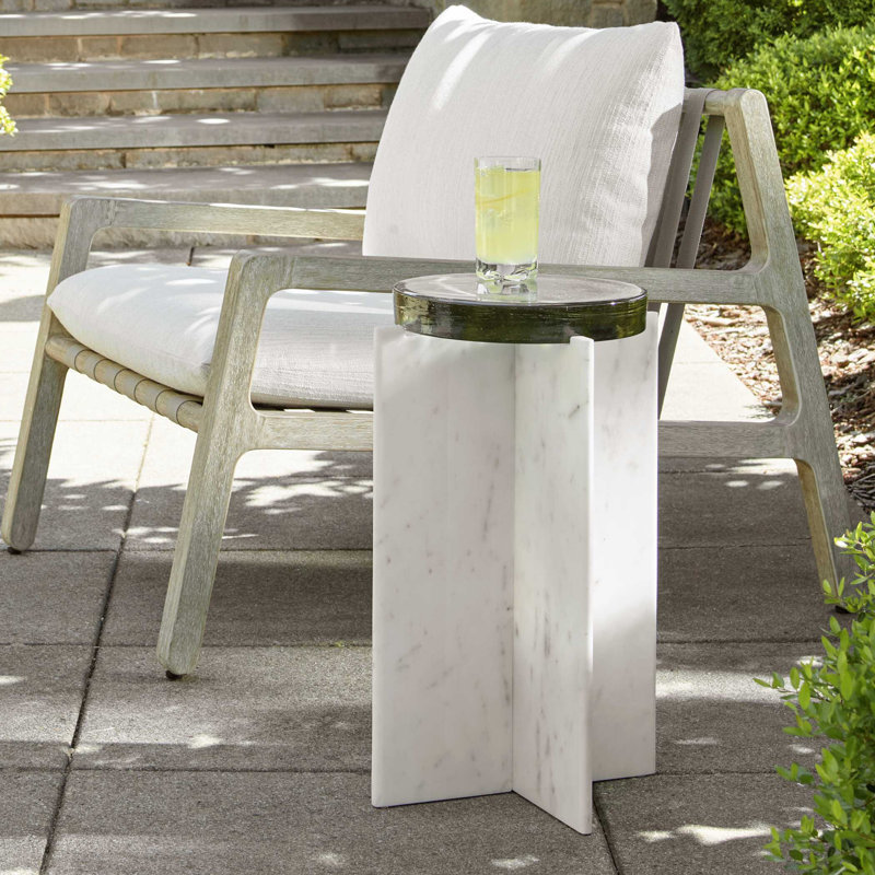  Olina Marble Outdoor Accent Table