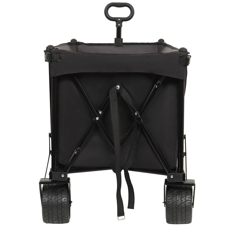 Chariot pliable avec hayon rallongé, chariot de rallonge de chariot extra long, chariot de chariot de plage robuste 480 lb avec de grandes roues tout-terrain, noir et gris