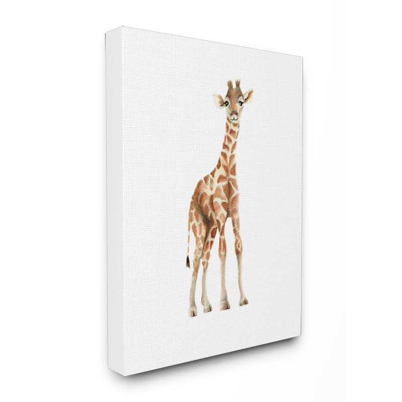Reproduction d’art sur toile « Happy Baby Giraffe illustration », Toile tendue, H 20 po x l 16 po