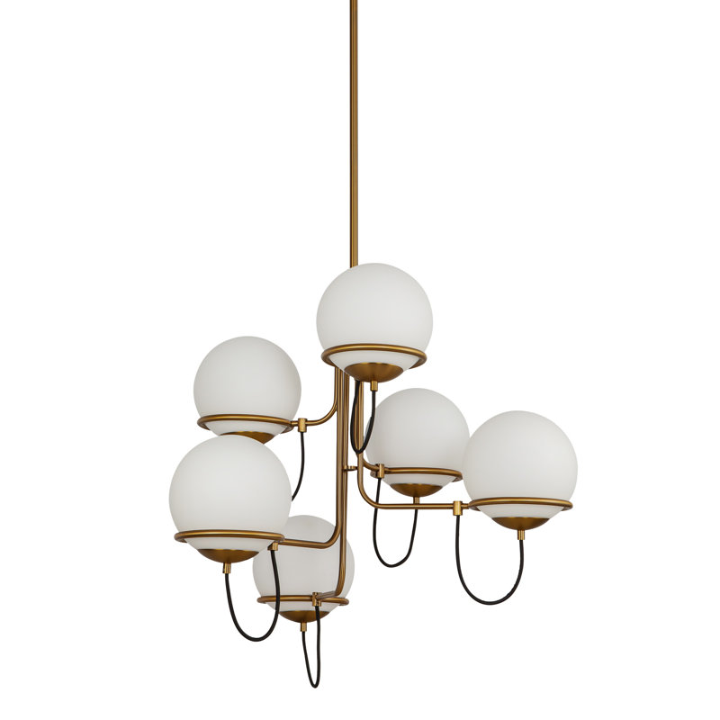 Lustre moderne 32 lumières 6 lumières Alba, Doré vieilli