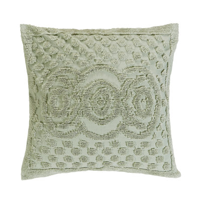 Heirloom 100% Cotton Chenille Tufted Euro Pillow Sham, Medallion Design, Soft Breathable Decorative Pillow Cover, OEKO-TEX Certified, Machine Washable, All-Season, 26" x 26", Sage