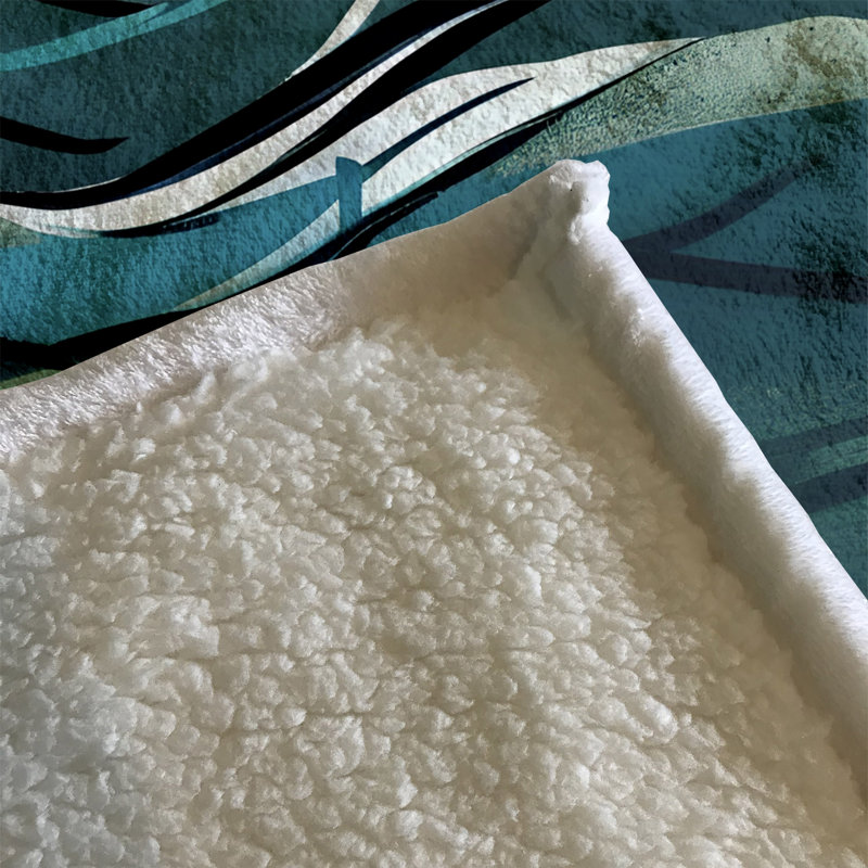 Throw Blanket, 68" W x 80" L, Abstract, Tan/Green/Blue/White