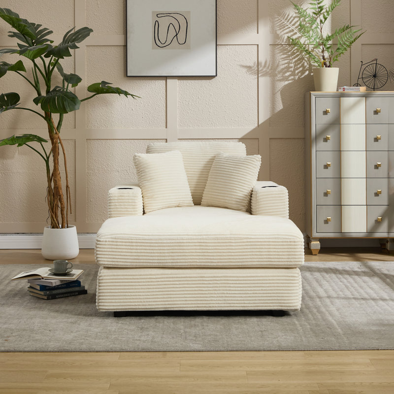 Canapé en velours Corduroy, Beige