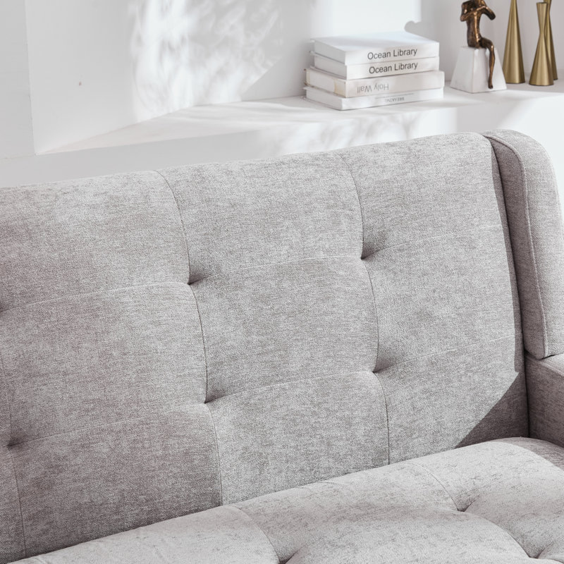 47.24" Wide Tufted Back 2-Seater Accent Chair With High-Density Foam Cushion Premium Linen/Suede Loveseat Sofa For Small Spaces