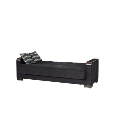 PrimeNest ZenAero Collection Upholstered Convertible Wood Trimmed Sofabed with Storage