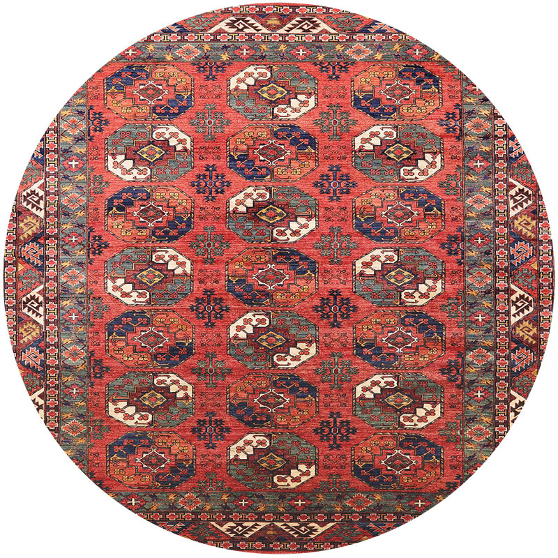 Tapis marocain tissé à la machine, Rond 4 pi