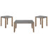 Aston Rustic Industrial 3 Piece Coffee Table Set With 36"W Coffee Table Two 21"W Square End Tables