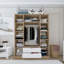 Armoire moderne avec nombreuses tablettes, noyer clair et blanc, 55,1 po x 71,6 po x 17,7 po | 100% panneau de particules enduit de mélamine, épaisseur: 0,7 pouce | Conception murale et élégante pour une utilisation optimale de l'espace