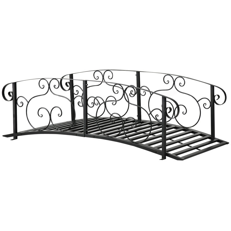 Bronze 6ft Metal Garden Bridge with Safety Rails