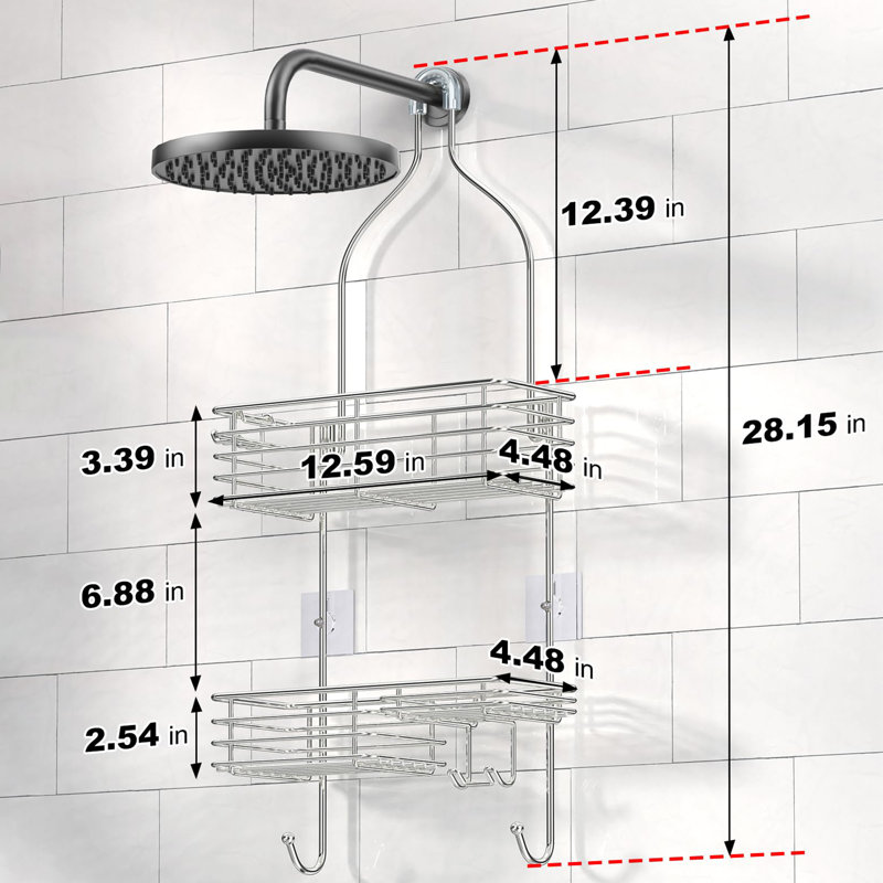 Serviteur de douche suspendu Borg, Poli, H 28,15 po x l 12,59 po x P 4,48 po