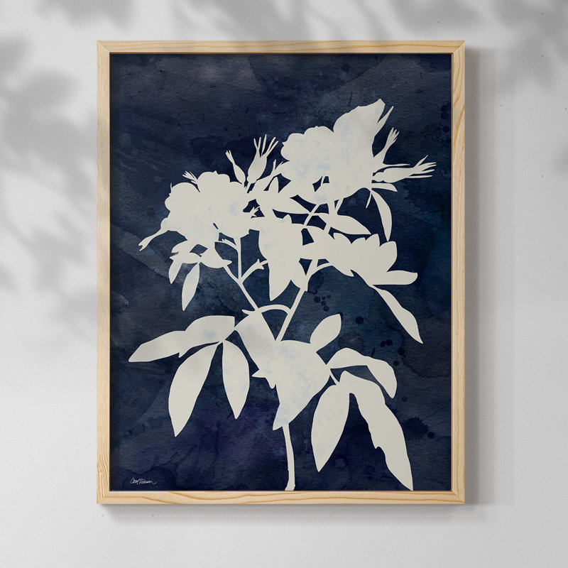 «Indigo Botanical I», reproduction encadrée - bois massif, H 11 po x l 9 po, Naturel