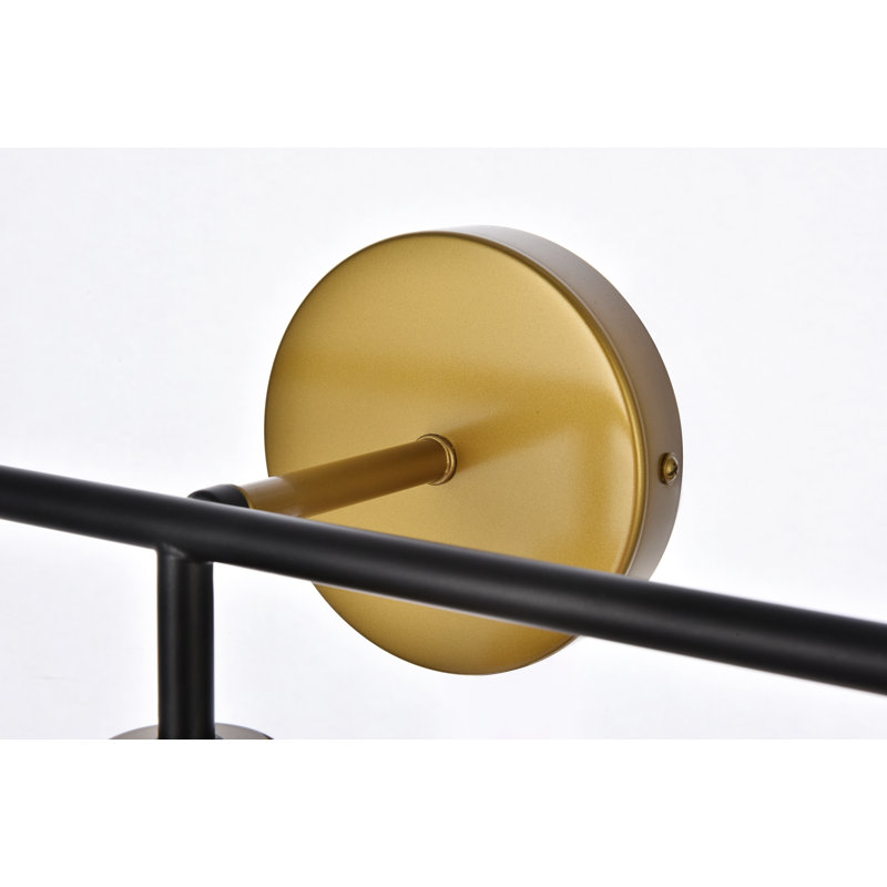 Éclairage de salle de bain à intensité variable 3 lumières Ackerson, Noir/laiton, Clair, 3 lumières