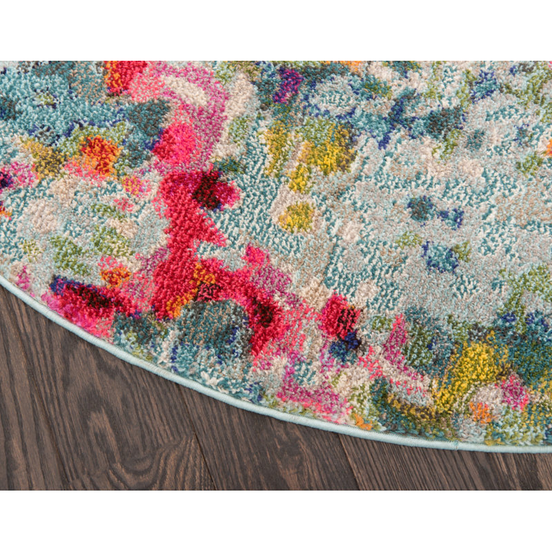 Hashimoto Washable Abstract Indoor Rug, Round 8'