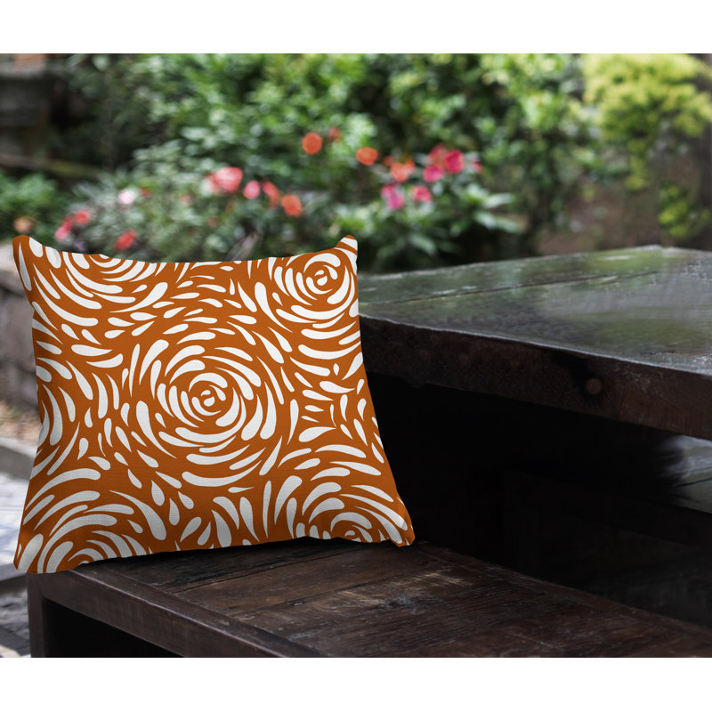 Carvell Outdoor Reversible Throw Pillow, 19H" x 19W", Burnt Orange