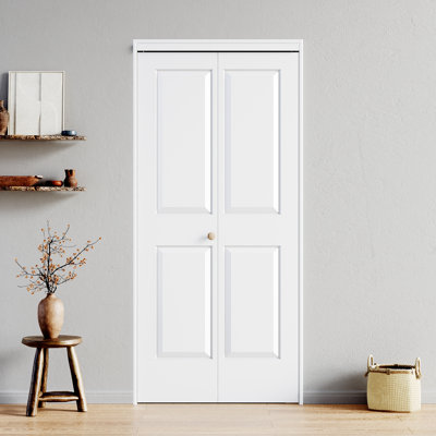 Porte pliante à deux panneaux 24 po x 80 po apprêtée blanche avec trousse de quincaillerie 24 po x 80 po