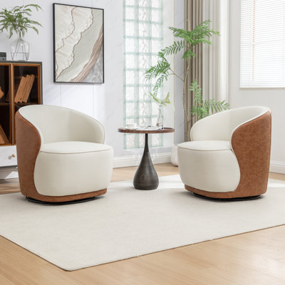 Stith Velvet Upholstered Swivel Barrel Chair