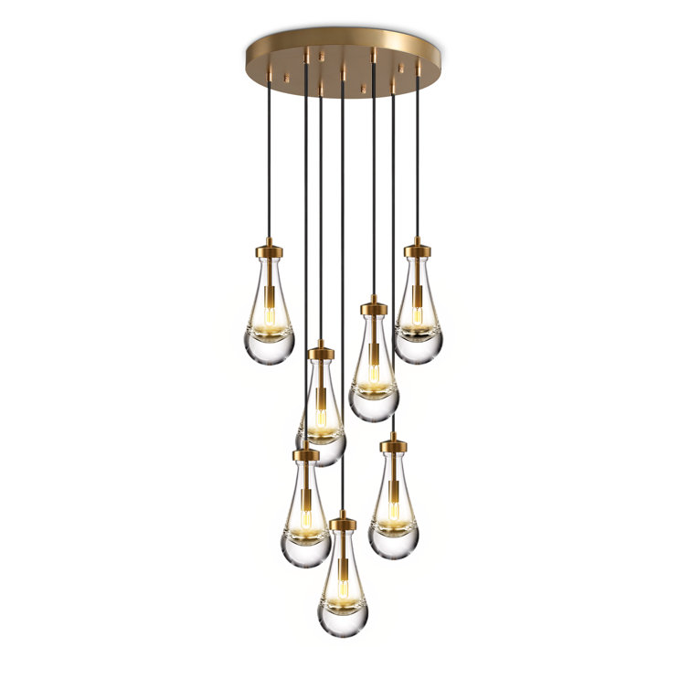 7-Lights Raindrop Solid Thick Glass Pendant light