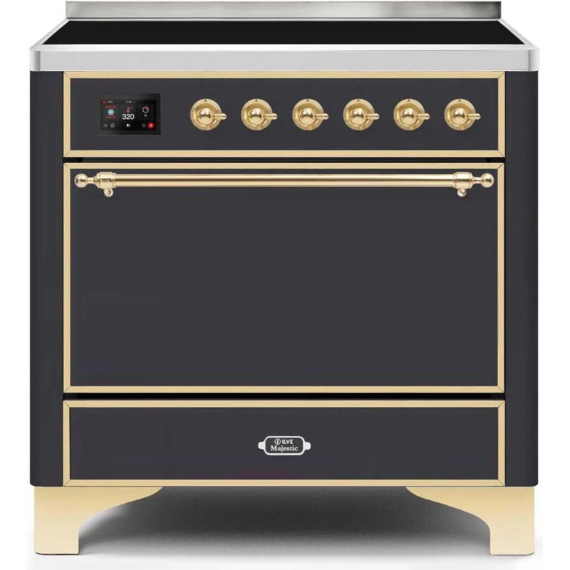 Majestic Ii 36 Inch Freestanding Induction Range, Graphite Matte/Brass
