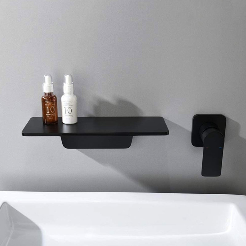Matte Black Bathroom Sink Waterfall Fixture, Composed Of Brass, Single For Simple Water Control, Modern Appeal , Created With Effortless Temperature Compact Setup