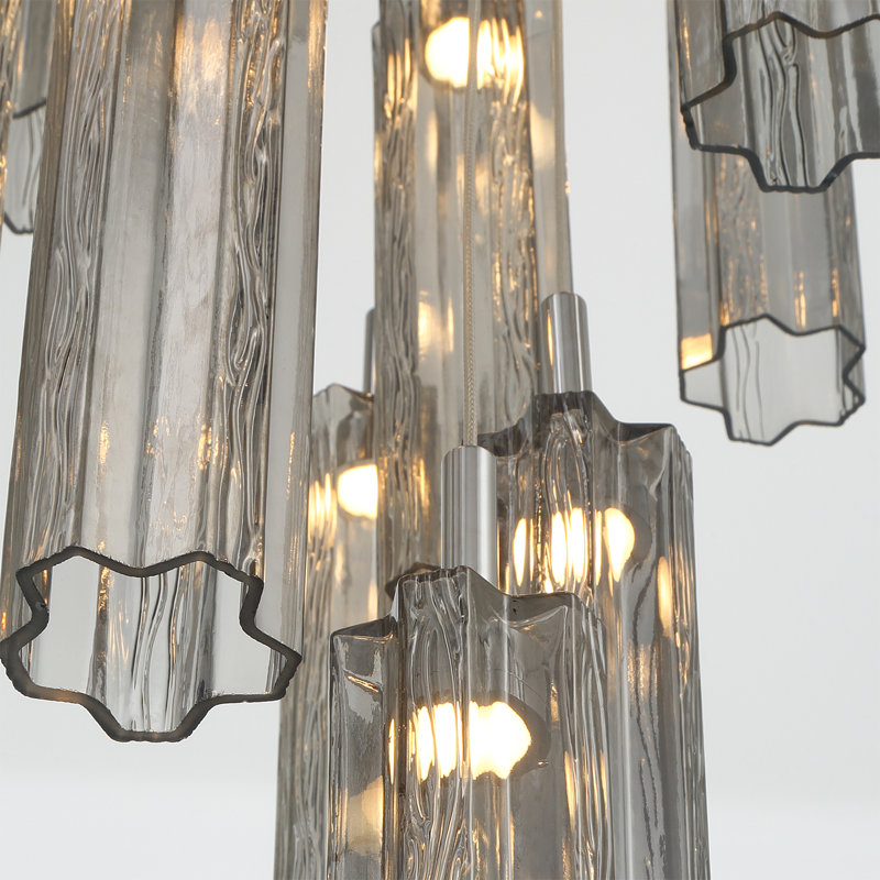 Marguerite 36" Integrated LED Multi-Light Pendant, Polished Chrome, H 136,75 po x l 12 po x P 12 po, Smoke Grey
