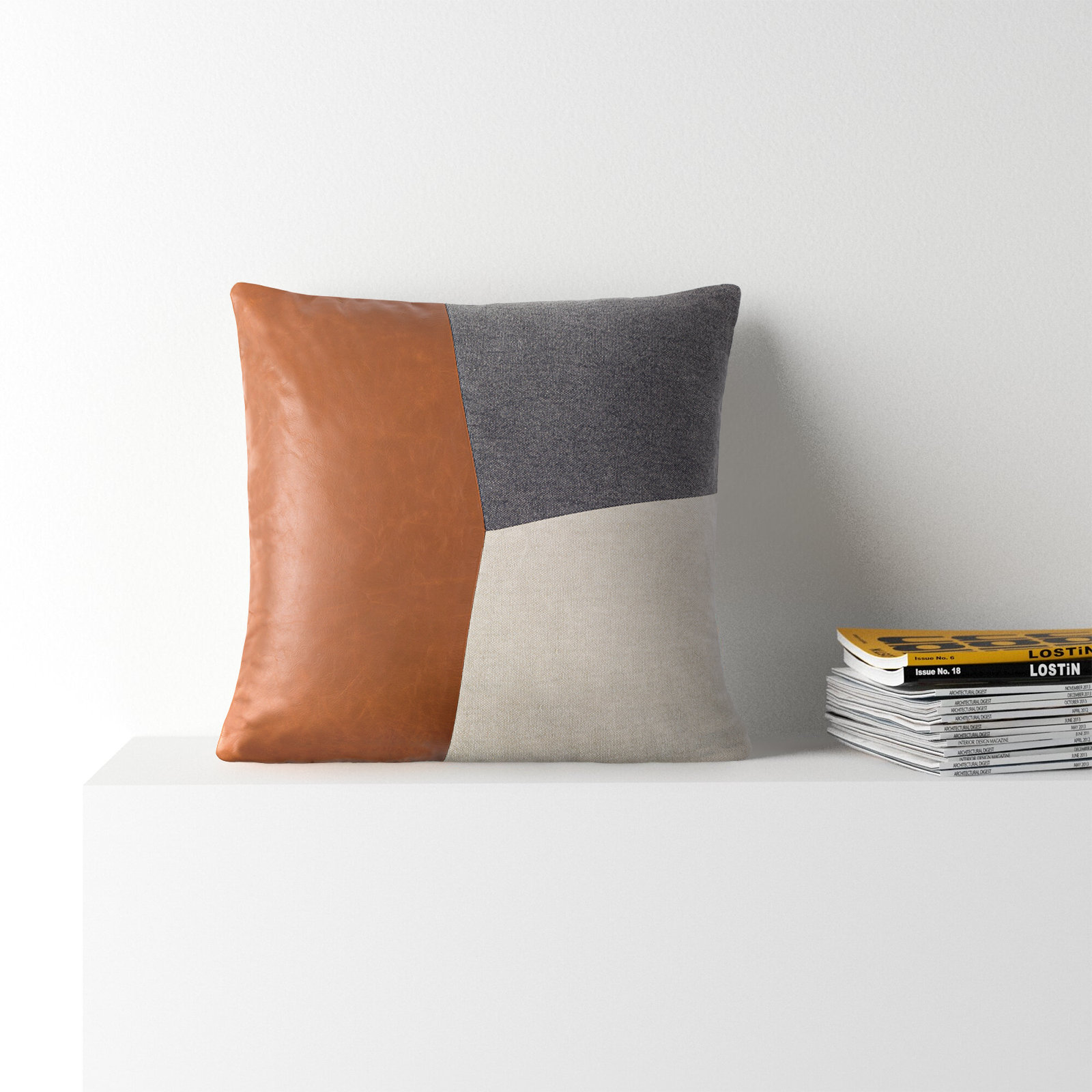Tawny Patchwork Cotton Throw Pillow, 20" x 20", Polyester/Polyfill