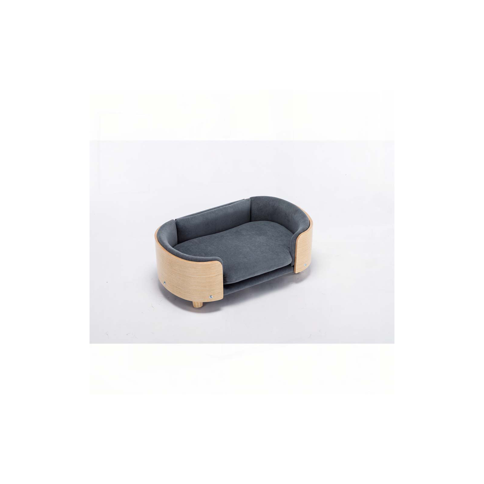 Inira Pet Bed, Dark Gray/Natural, 38.58" W x 26.77" D x 11.02" H