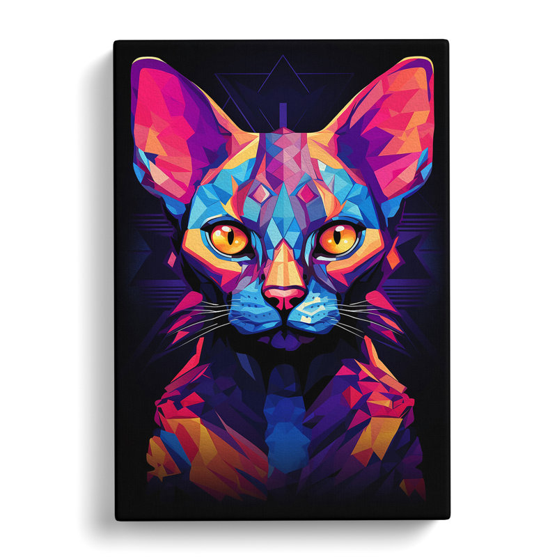 Sphynx Cat Geometric - Wrapped Canvas Print, 60cm H x 40cm W x 3cm D