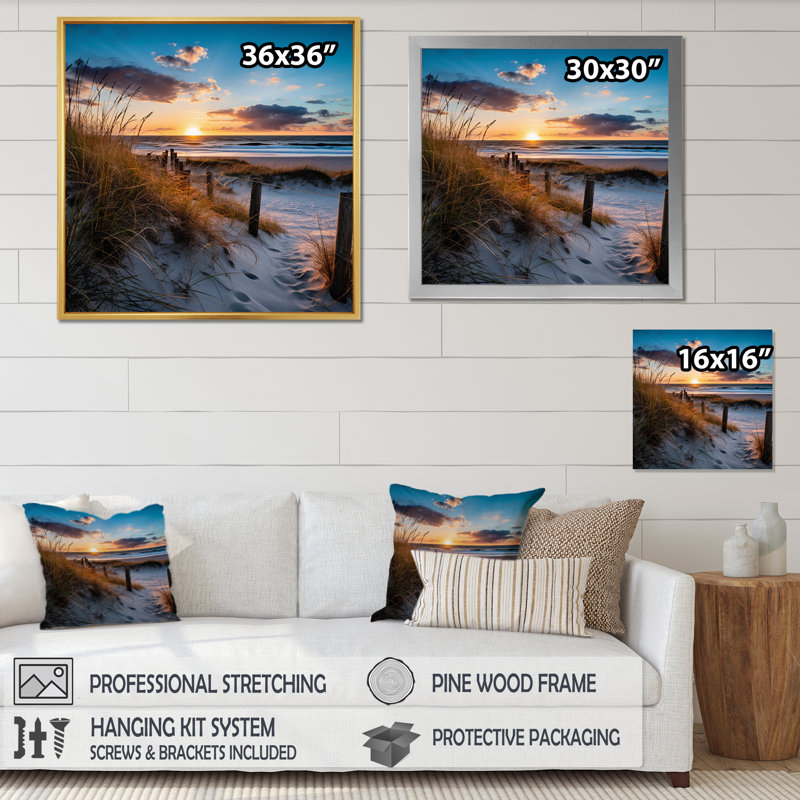 Tranquility Path To Dune Beach IV, Cadre flottant noir, H 16 po x l 16 po x P 1 po