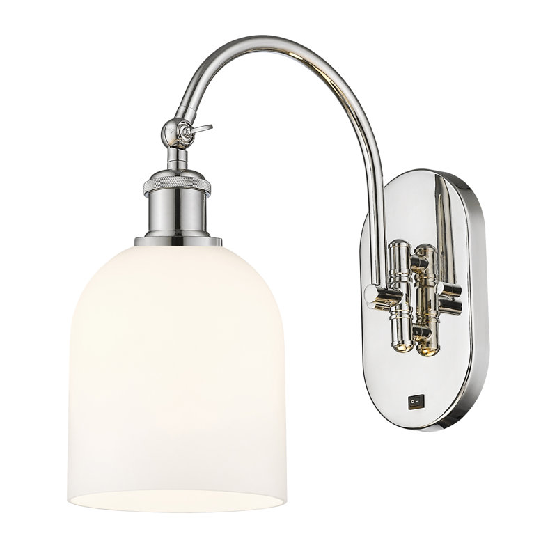 Odaniel Steel Armed Sconce, Gloss White, Polished Nickel