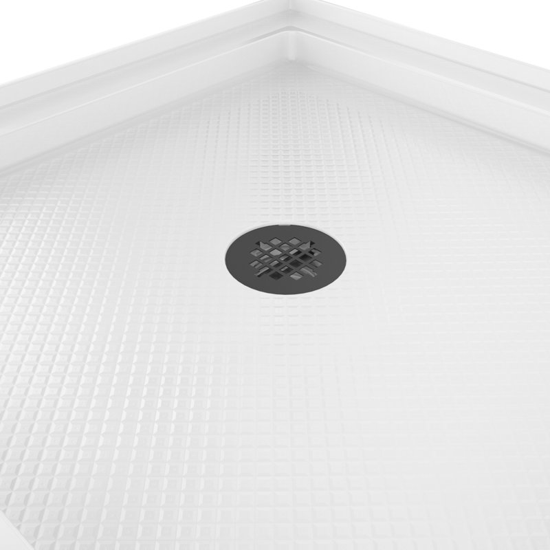DreamLine SlimLine 36 inch D x 36 inch W x 2 3/4 inch H Single Threshold White Alcove Shower Base with 2 inch Matte Black Center Round Drain