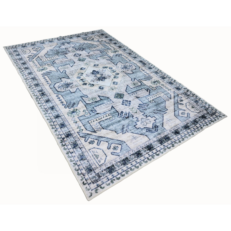 Bibb Home Washable Flannel Printed Area Rug with Latex Back, Rectangle 3' x 5'