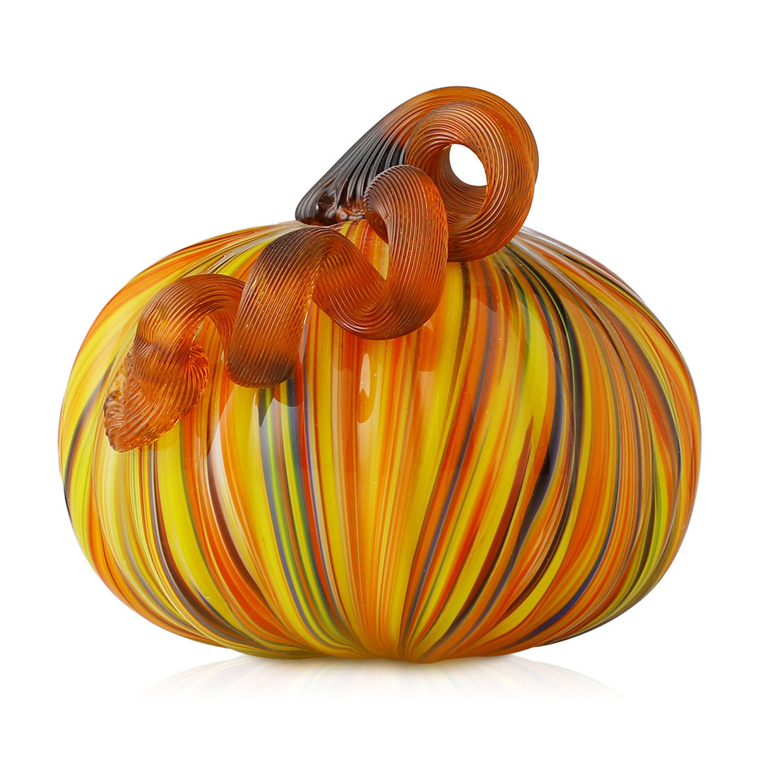 Handmade Striped Glass Pumpkin Sculpture The Holiday Aisle®