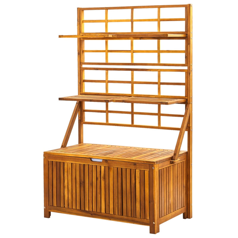 Dakota Fields Adalye 99cm W 240L Water Resistant Acacia Solid Wood Deck Box, Brown