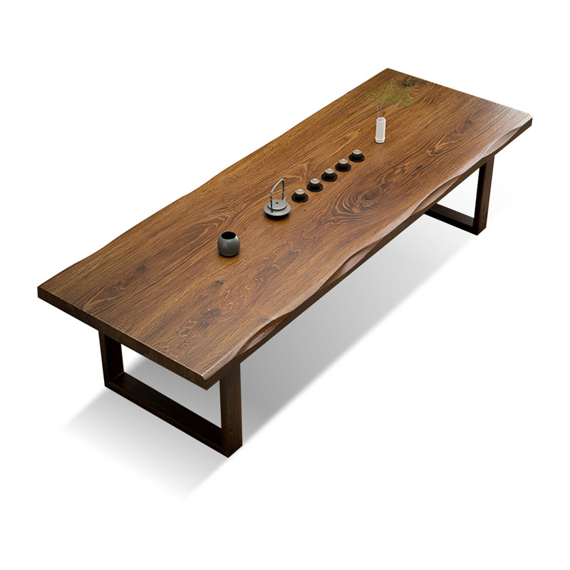 Table de salle à manger rectangulaire en bois massif brun clair, H 29,53 po x L 94,49 po x l 37,4 po