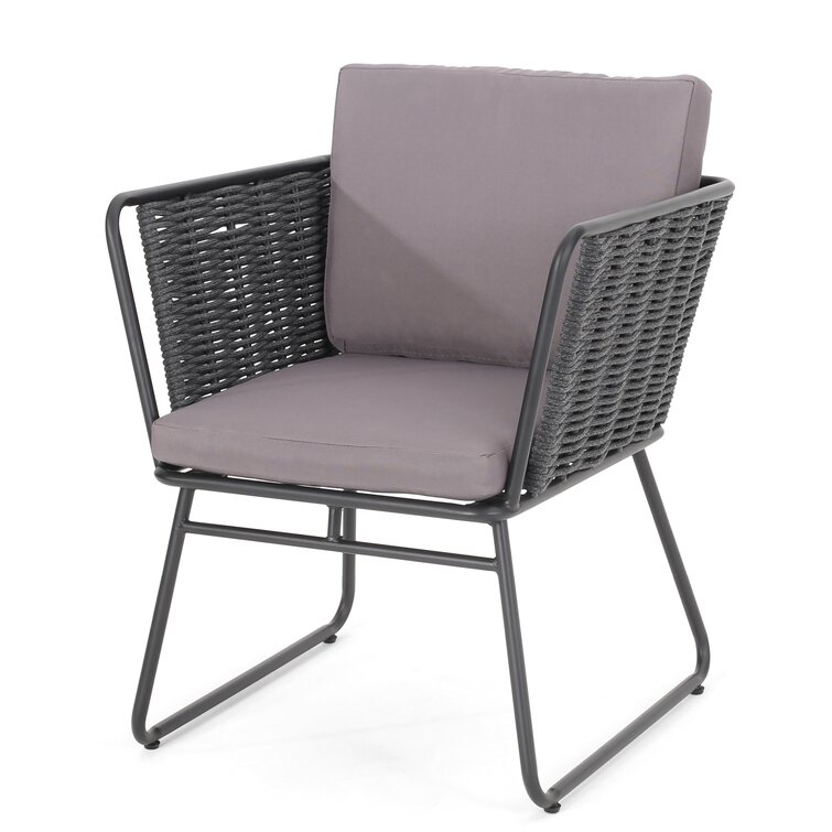 Wrought Studio Leonard Outdoor Rope Weave Club Patio Chair with