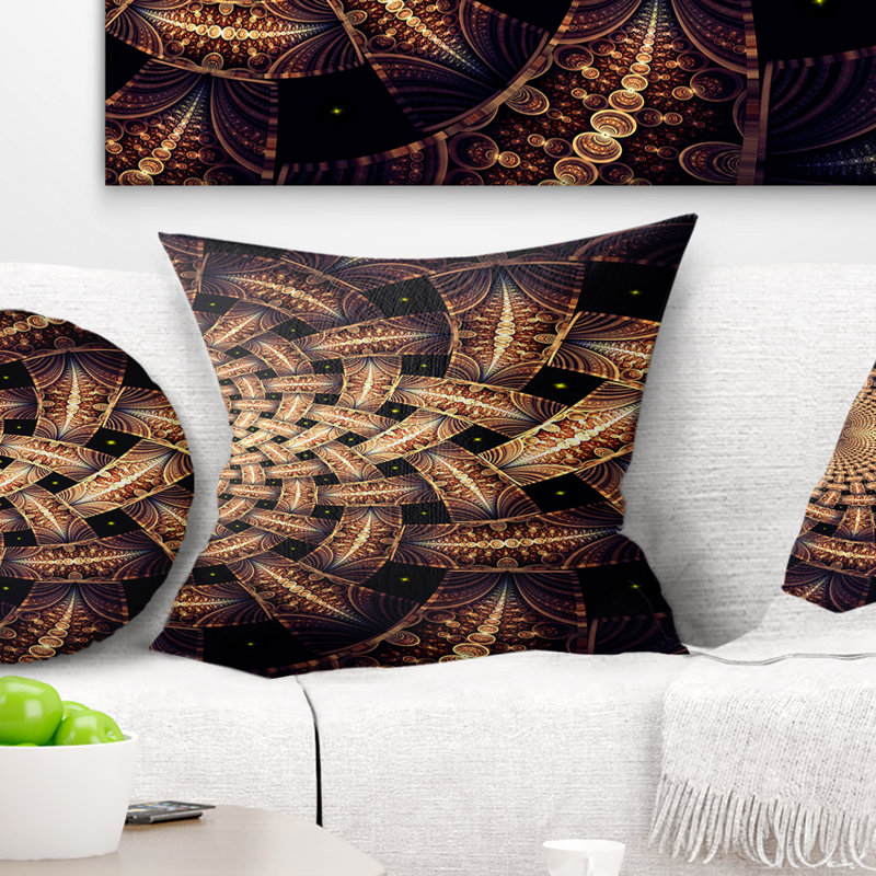 Oreiller à motif floral fractal, 16 po x 1 po, Coussin décoratif