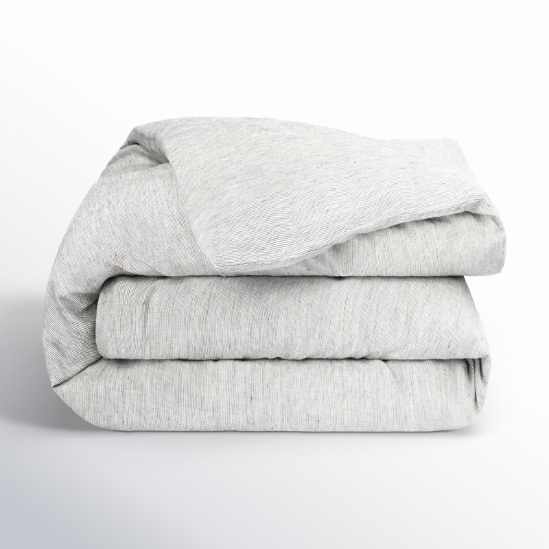 100% French Linen Duvet Cover, Shadow Pinstripe, Twin Duvet Cover