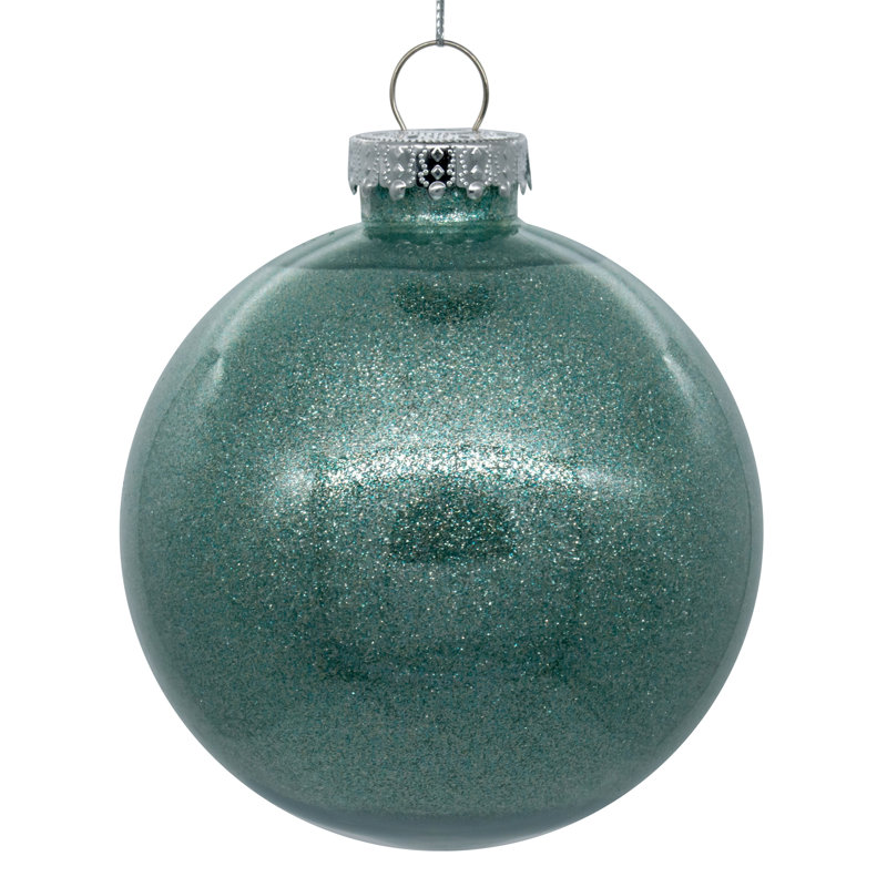 Ornement transparent avec intérieur scintillant, H 4,75 po x l 4,75 po, Menthe givrée, Ensemble de 4