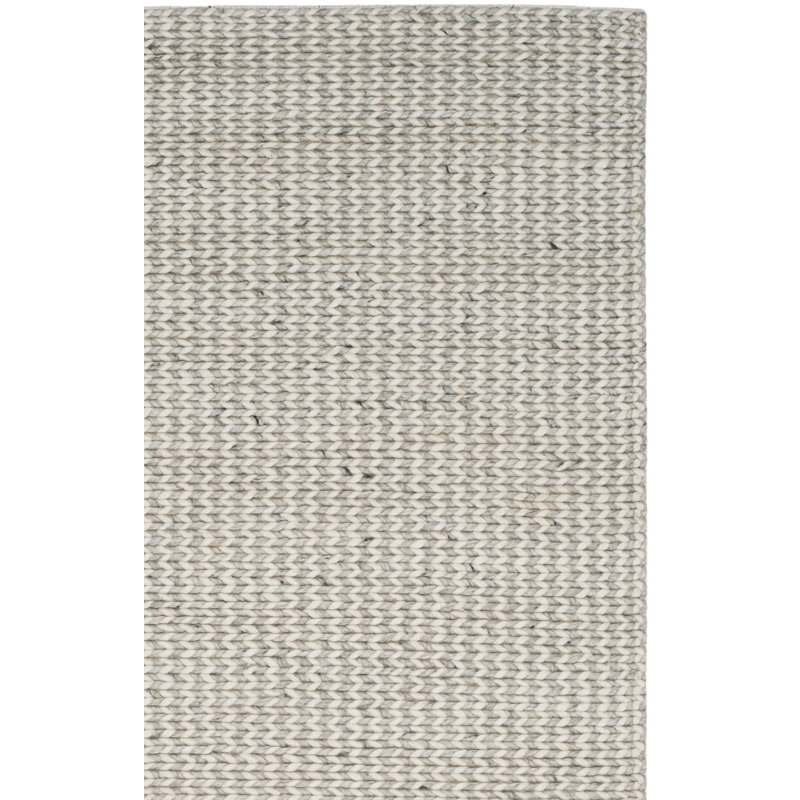 Tapis en laine / viscose tissé à la main Natura en argent / ivoire, Rectangle 3 pi x 5 pi