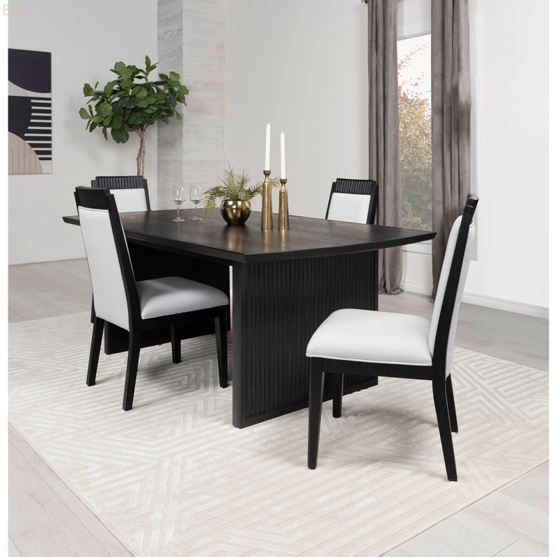 Ensemble repas Mason noir avec rallonge, 5 pièces: table, 4 chaises