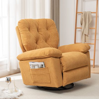 Fauteuil inclinable relaxant, molleton artificiel doux, rembourré, oscillant, poche latérale