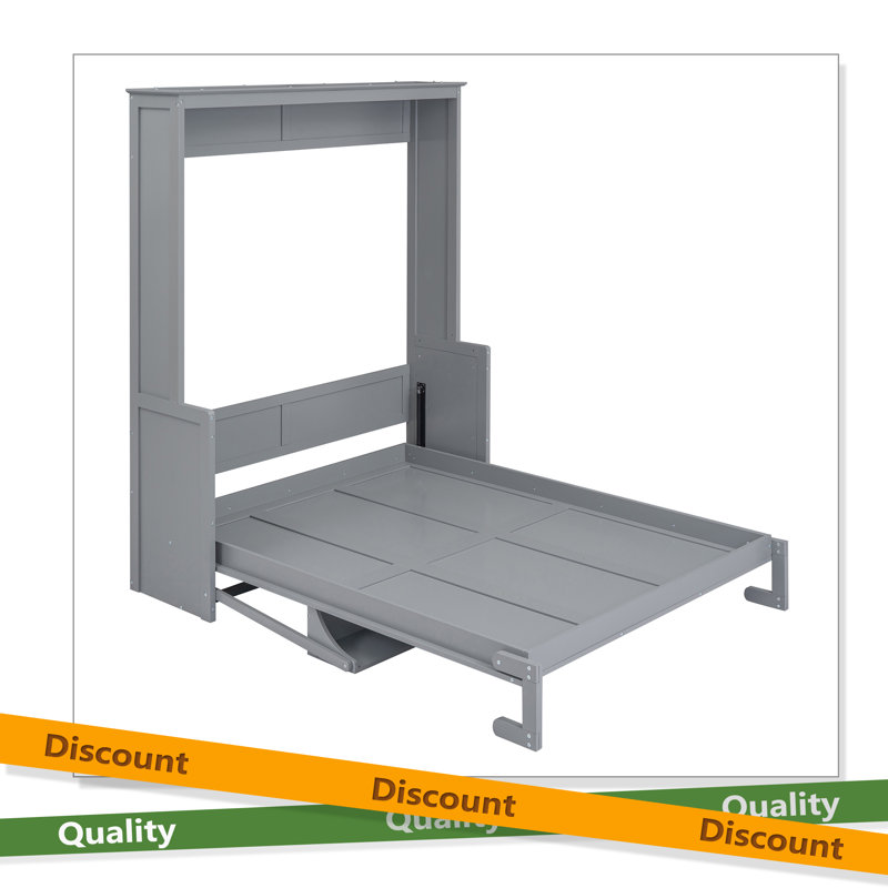 Queen Size Murphy Bed With A Shelf, Gray