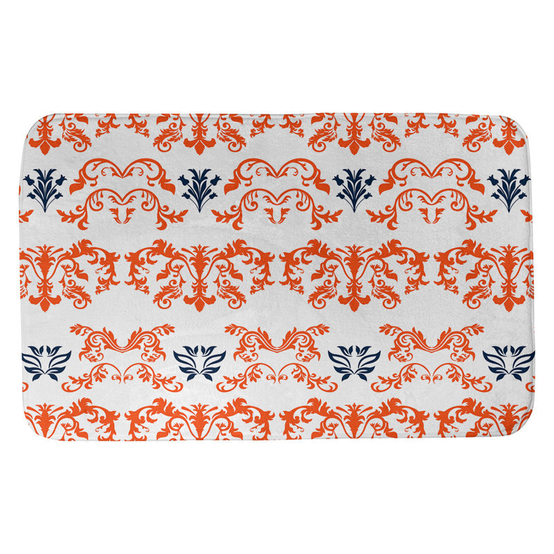 Tapis pour salle de bain Denver, l 17 po x L 24 po, Orange / blanc / bleu